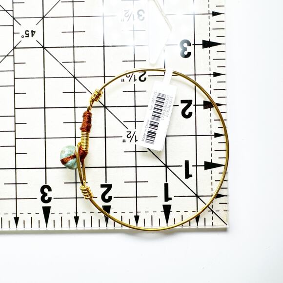 Banana Republic Gold Wire Bangle Bracelet with Turquoise Stone Accent - Picture 9 of 10